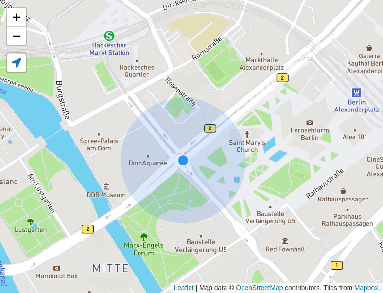 leaflet-locatecontrol example map screenshot